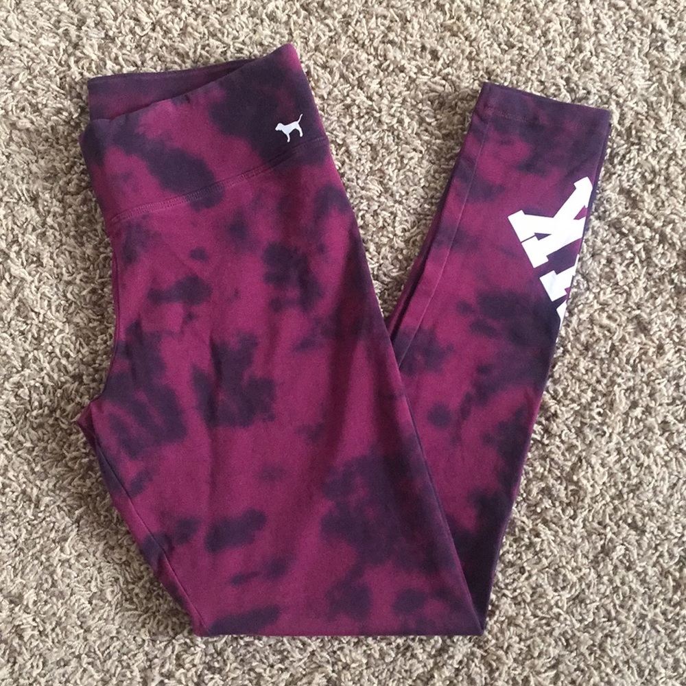 PINK- maroon tie dye leggings-Never worn